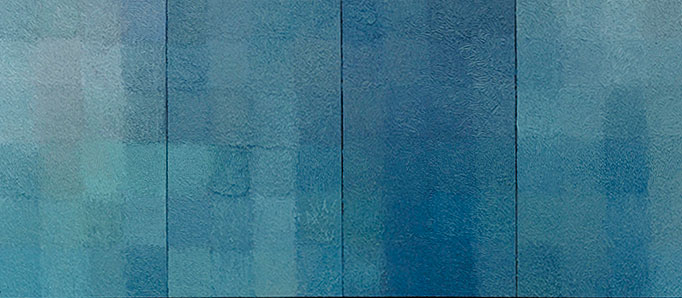 "Rain and Ocean II" Oil on linen (four panels), 26in x 80in, 1999