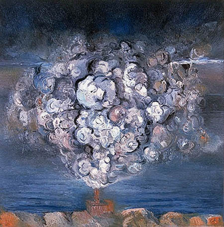 "The Exuberant Return to the Universe" Oil on linen, 52in x 52in, 2000